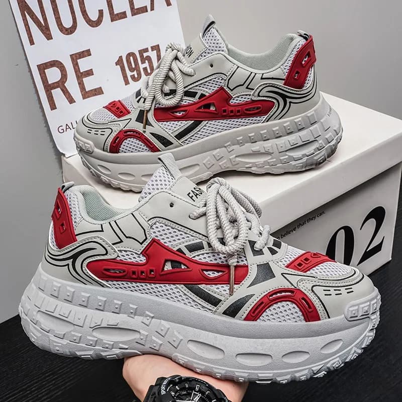 Chunky sneakers four seasons mesh breathable casual outdoor running fashion students lightweight soft sole non slip sports shoes