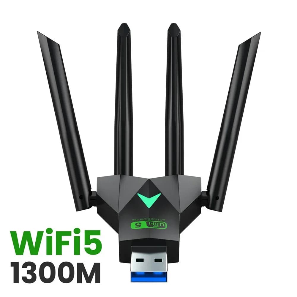 Scheda di rete wireless 1300Mbps Adattatore USB WiFi USB 3.0 Dual Band 2.4G/5Ghz Dongle Wi-Fi 4 Antenna Ricevitore wireless per PC