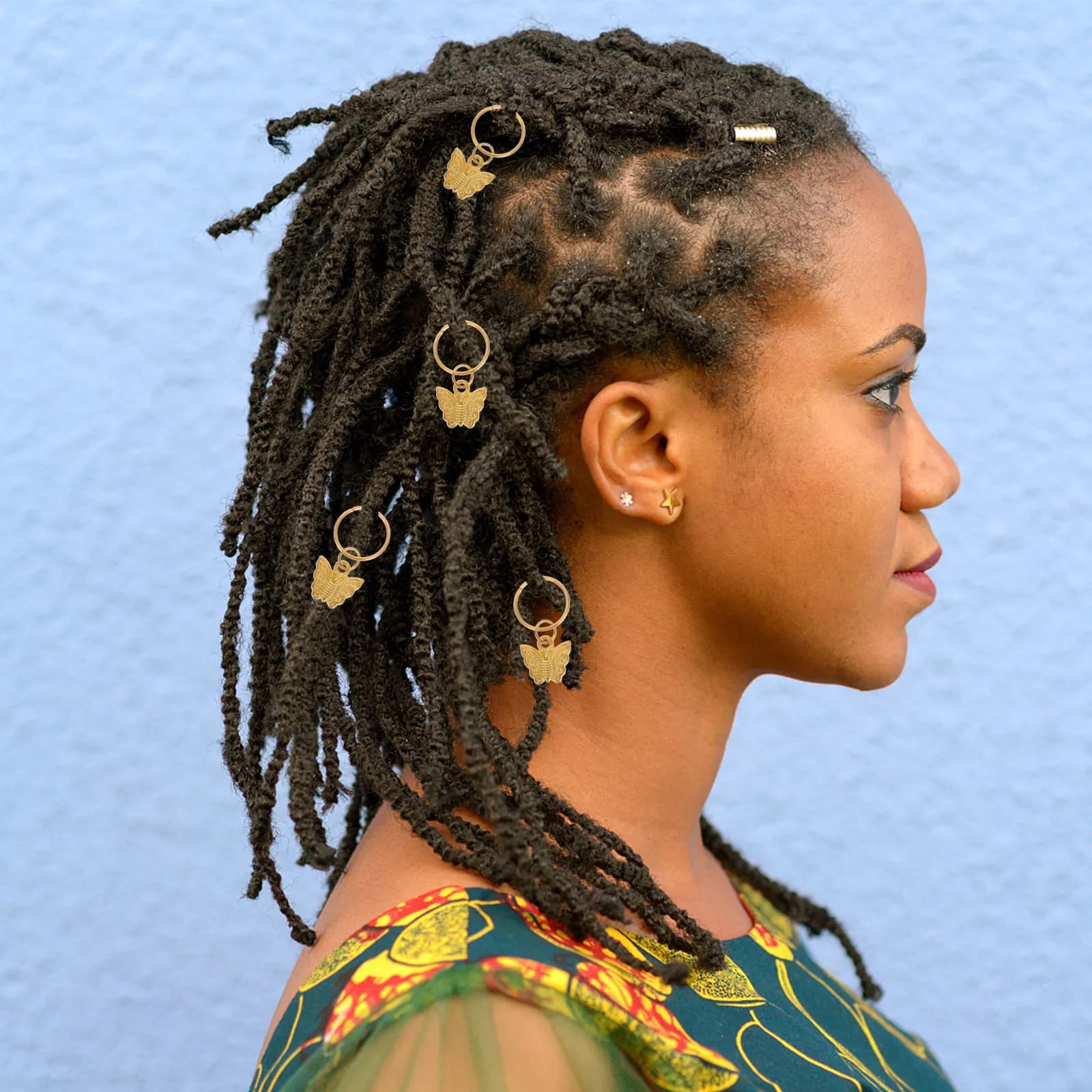 20Pcs Butterfly Hair Rings Golden Braid Accessories Clips Stylish Hair Jewelry for Dreadlocks Braided Hairstyles Charm