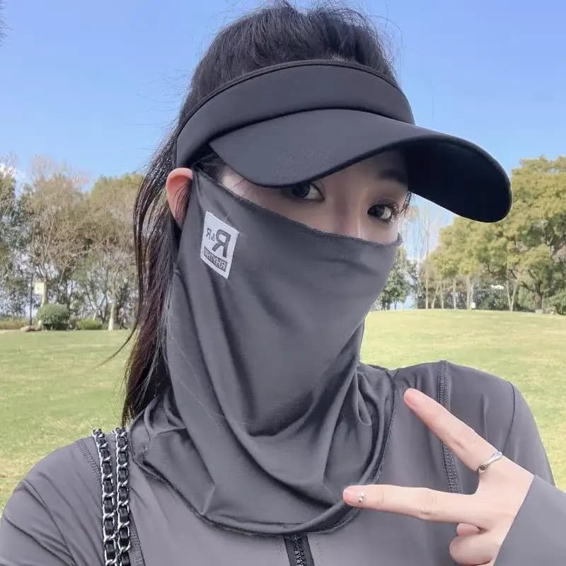 New Summer Sunscreen Ice Silk Mask Neck UV Protection Face Cover Sunscreen Face With Brim Outdoor Cycling Sun Protection Hats Ca