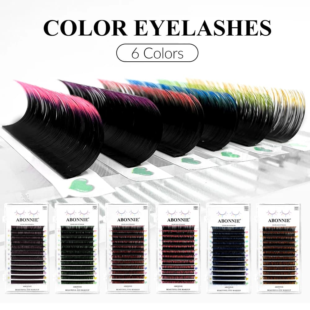 ABONNIE estensioni ciglia colorate Ombre nere estensioni ciglia singole Premium Volume Cilios