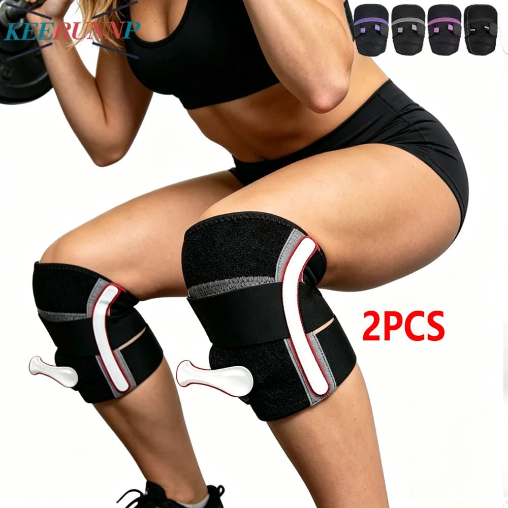 Ginocchiera con Stabilizzatori Laterali per Uomo e Donna, Supporto Compressivo per Ginocchio con Cuscinetti in Gel per Rotoliera, per Lesioni al Menisco