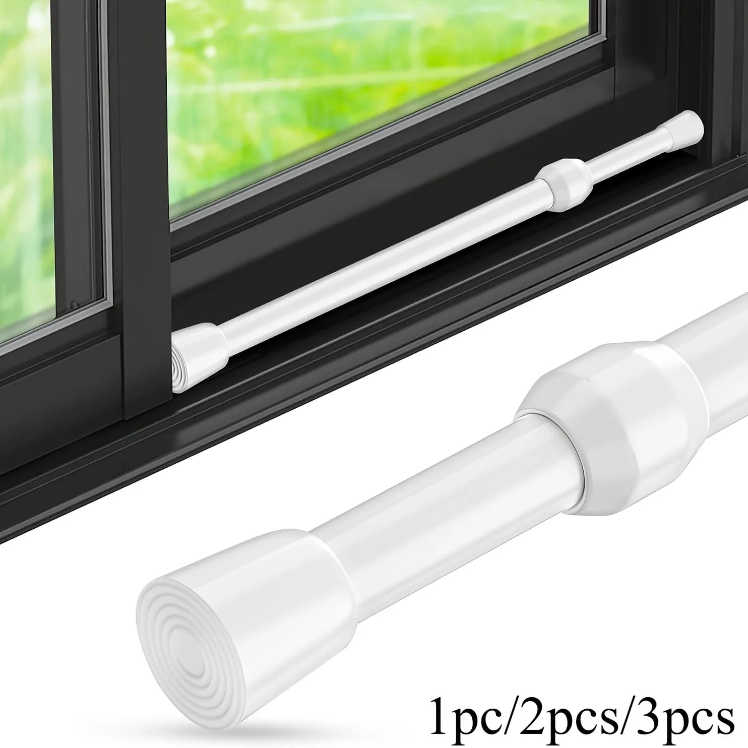 Adjustable Safety Ba Polished Metal Adjustable Window & Glass Door Safety Bar Secure Sliding Lock Stick with Rubber Tips