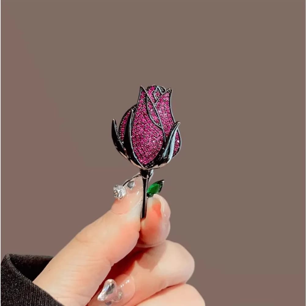 1Pcs Fashionable Rose Brooch, Sparkling Artificial Zircon Design, Suitable for Suit Jackets, Dresses, Scarves, Hats, Parties, Weddings, Daily Jewelry