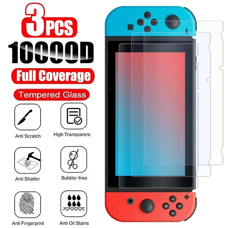 Pellicola protettiva in vetro temperato da 3 pezzi per Nintendo Switch, pellicola protettiva per schermo in vetro temperato per accessori Nintendo Switch/Oled/Lite/NS
