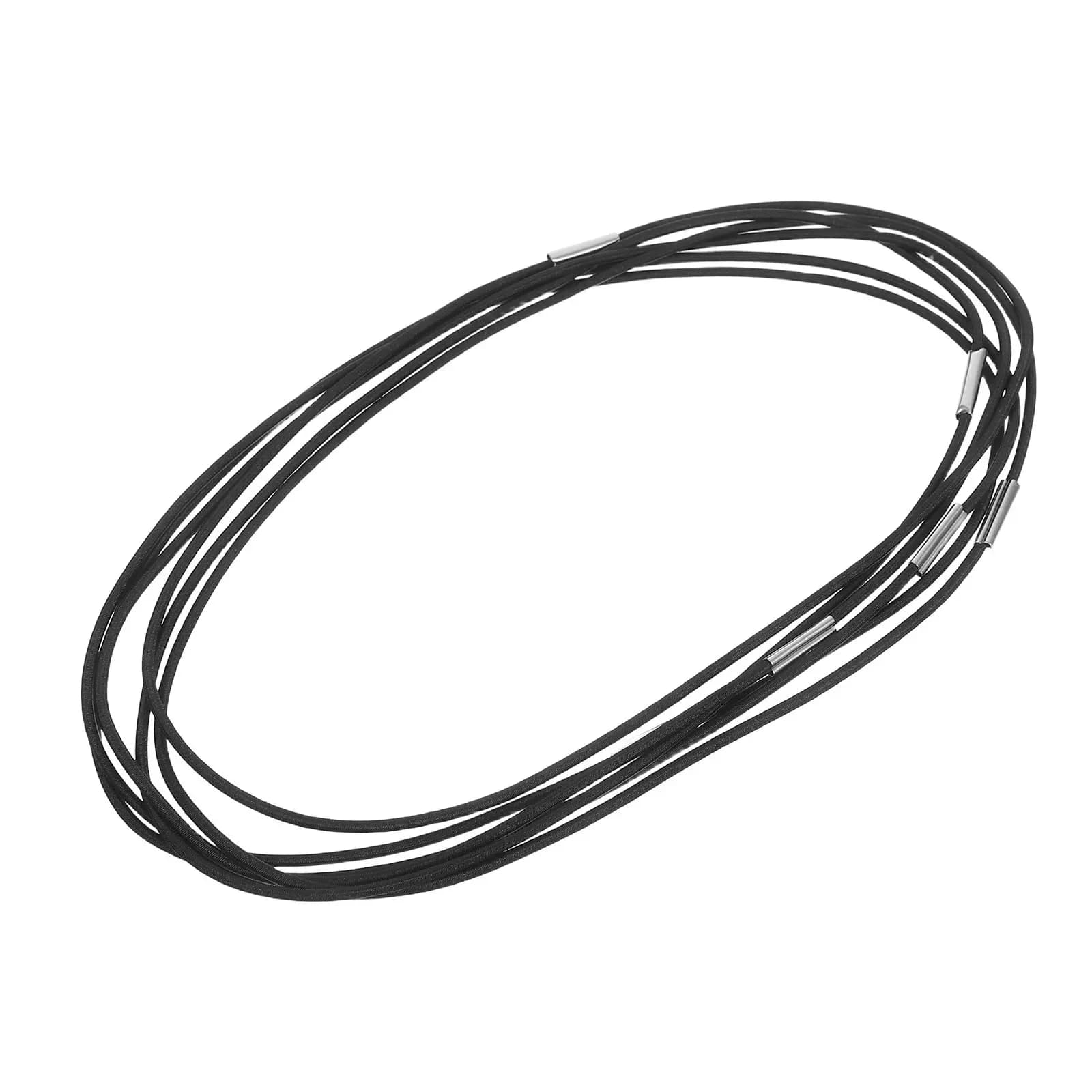 6Pcs Black Elastic Closure Bands Strong Stretchy Notebook Rubber Ropes Metal Buckle Spare Ropes Notebook Planner