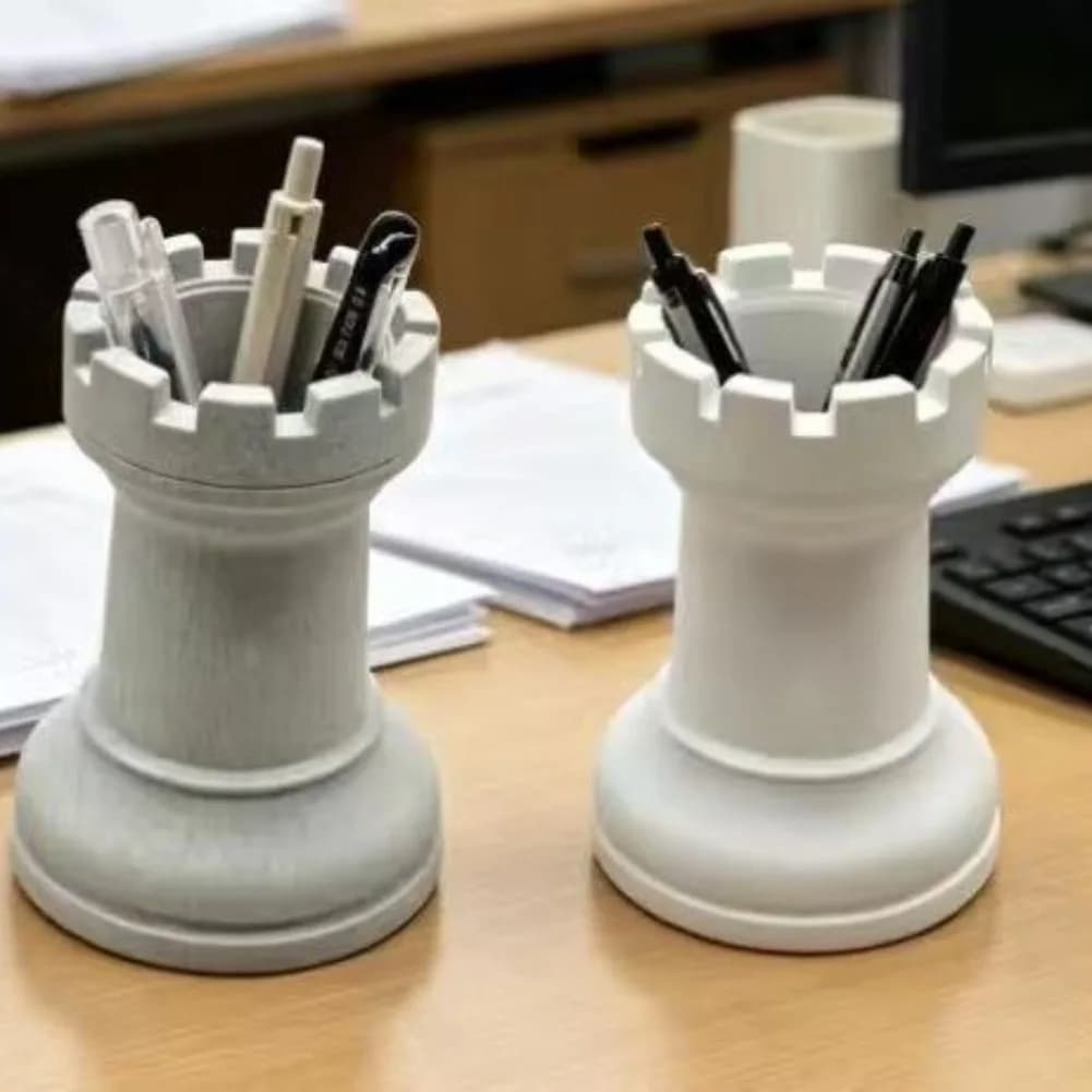 Creative Chess Shape Pen Holder Plastic Pencil Storage Box Flower Vase Makeup Brush Cup for Student Home Office Desk Organizer