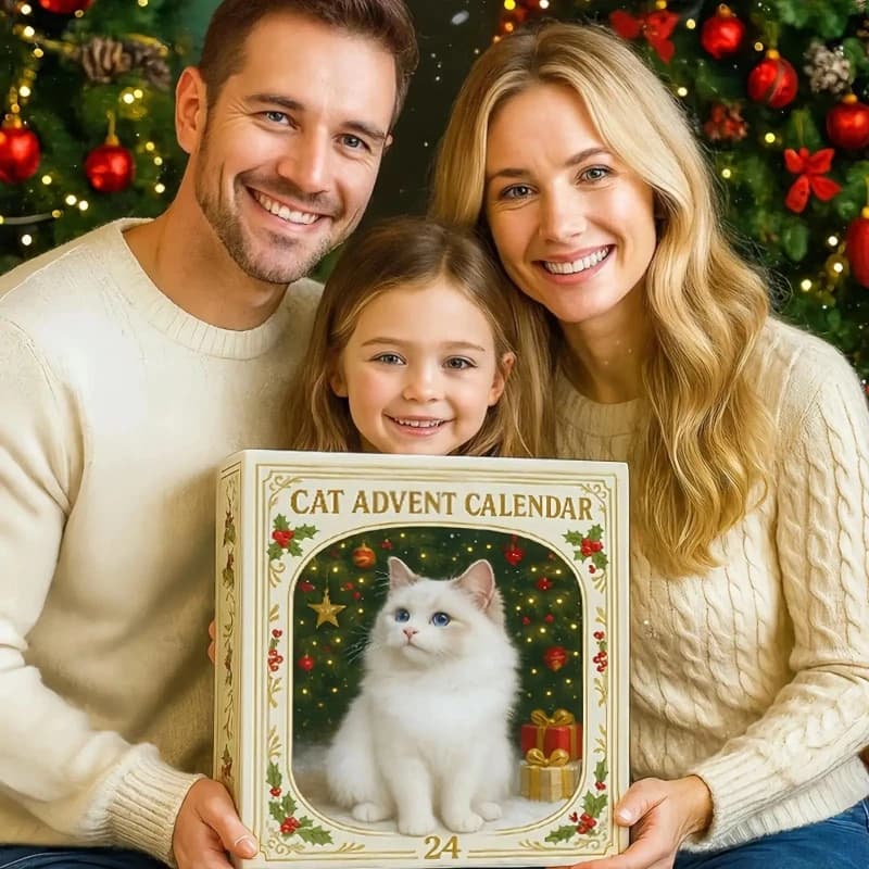 Calendario dell'Avvento per gli amanti dei gatti 2025 Conto alla rovescia di Natale di 24 giorni con 24 Calendario dell'Avvento con decorazioni per albero di gattino carino in acrilico 2D per Natale