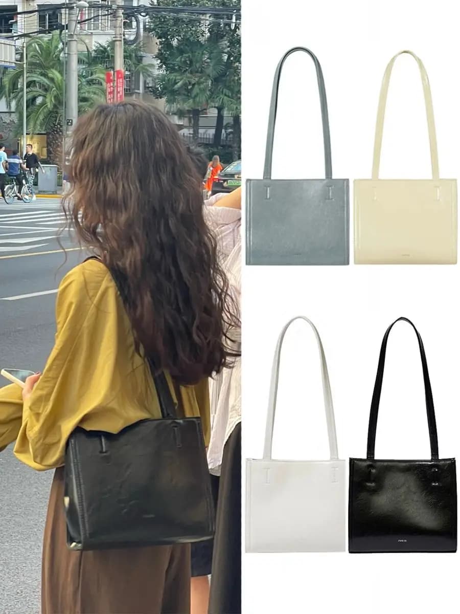 Small inclusive hand bag, tote bag, shoulder bag, shoulder bag, square bag, decorative elements, women's seams