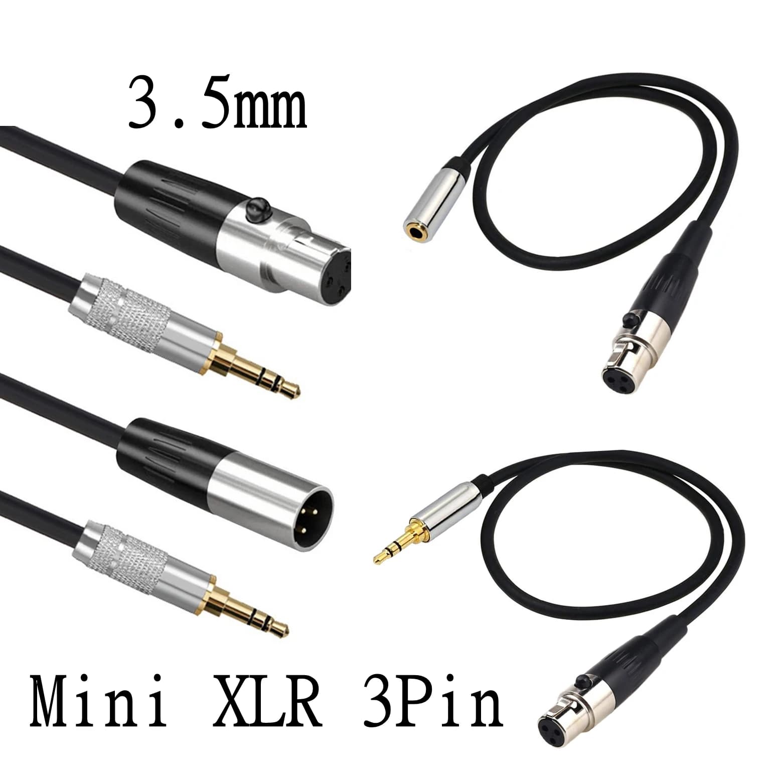 Cavo audio microfonico bilanciato da 3,5 mm a Mini XLR, da jack mini TRS stereo maschio da 1/8 di pollice a Mini XLR maschio/femmina, 0,5 m, 1 m, 3 m