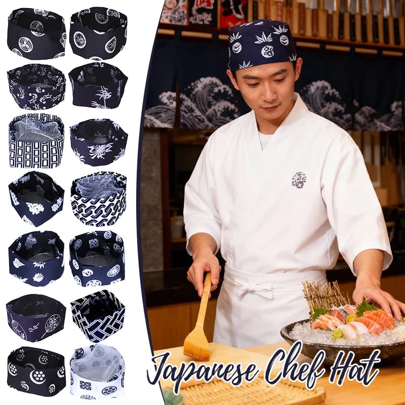 Cappello da cuoco da cucina in stile giapponese Izakaya Sushi Restaurant Berretto da cuoco Cappello da lavoro per cameriere dell'hotel traspirante unisex