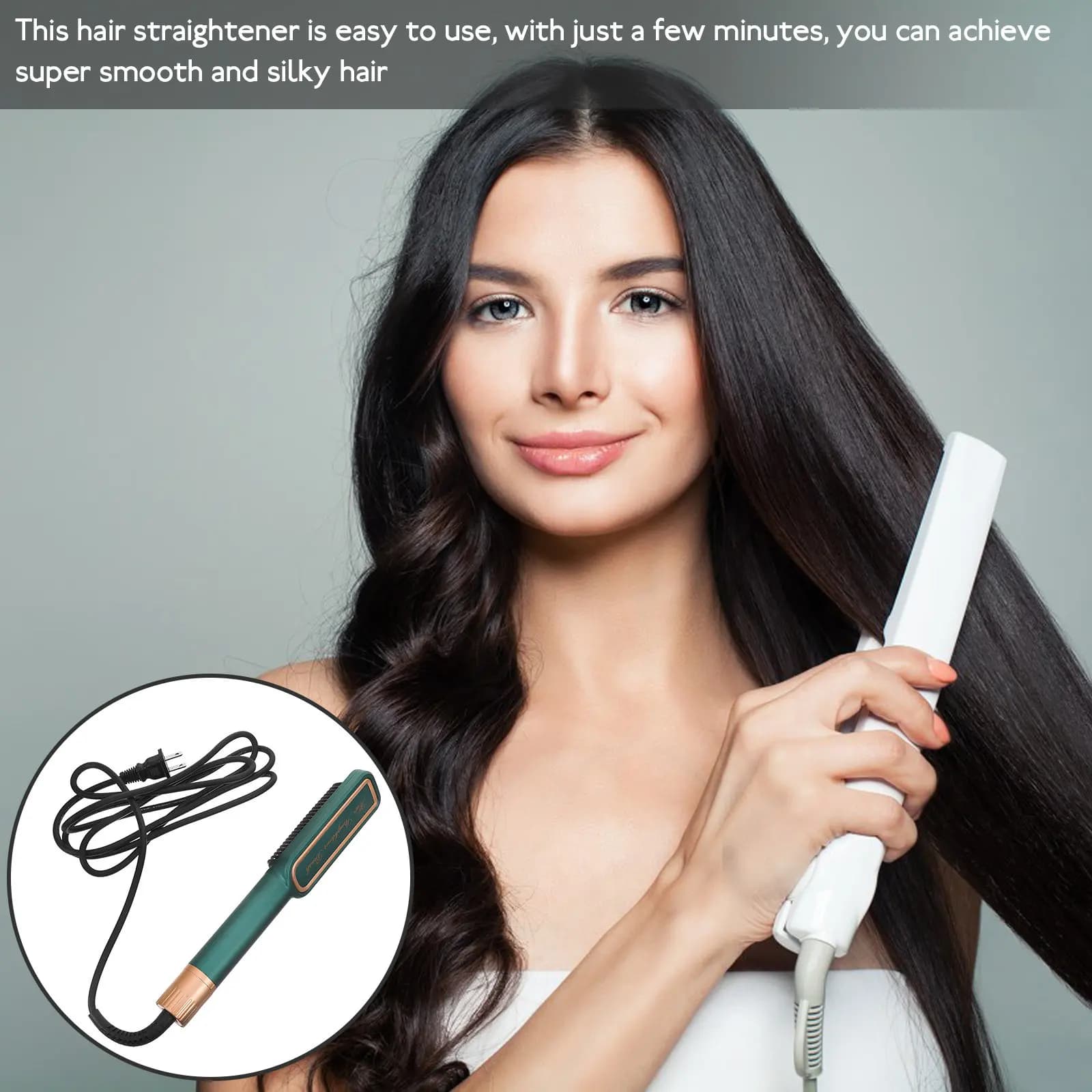 Piastra per Capelli con Temperatura Regolabile, Leggera e Portatile, Strumento per lo Styling dei Capelli, Ferro Piatto per Donne, per Capelli Ondulati con Ricci Interni