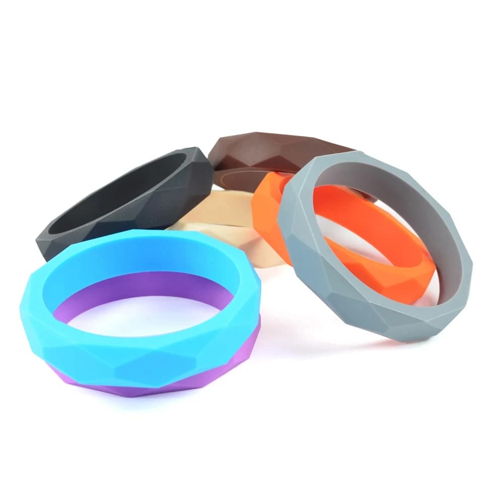 Moda donna 10 pezzi braccialetti da polso braccialetto da dentizione in Silicone per bambino BPA perline in Silicone masticabili per bambini all'ingrosso gratis