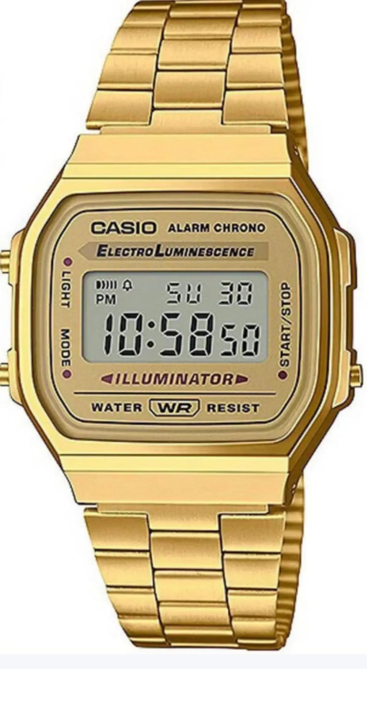CASIO Vintage Classic Small Square Digital Watch with Gold Metal Case, Waterproof Versatile Daily Casual Timepiece, Japanese-Kor