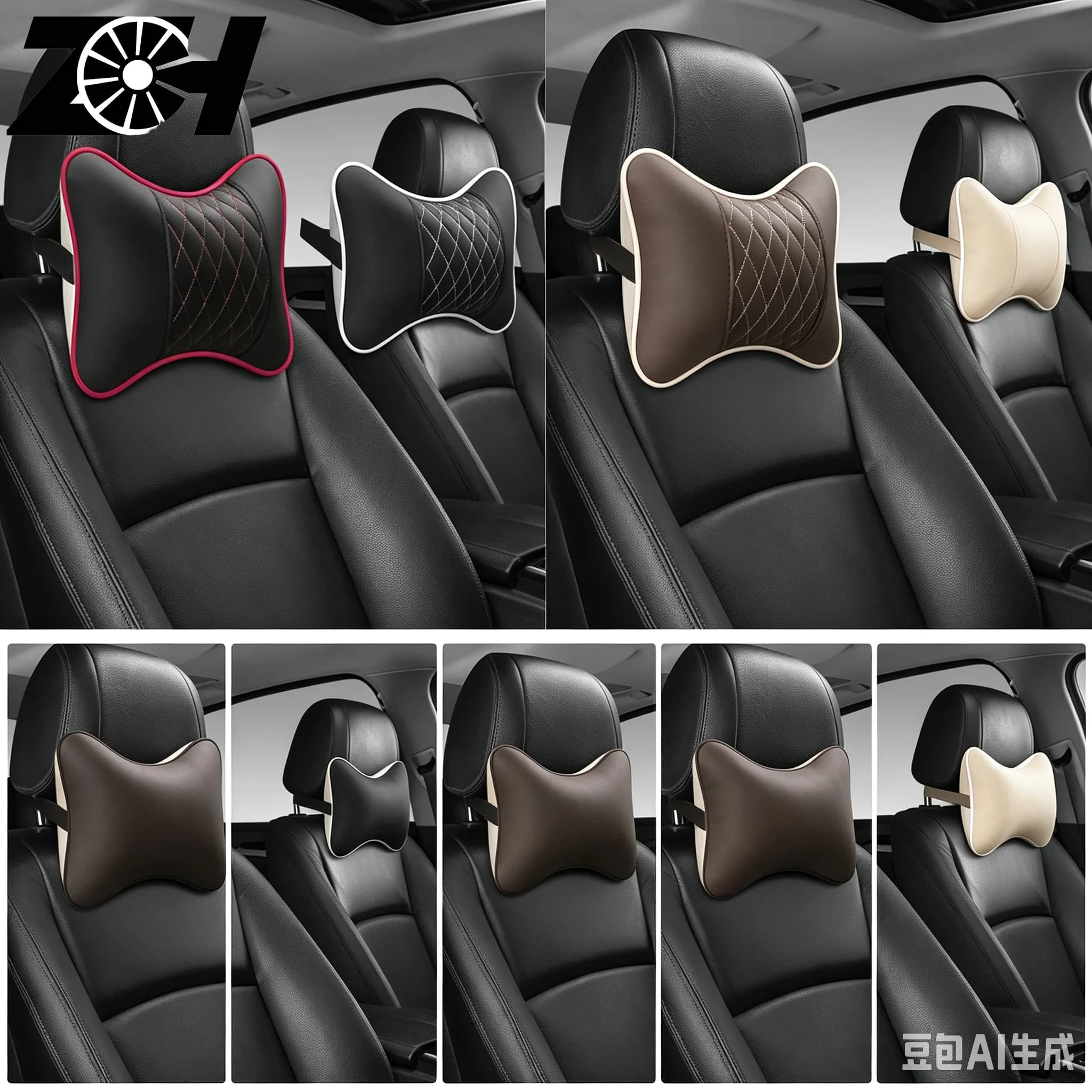 Car Neck Pillows Pu Leather Headrest Head Pain Relief Filled Fiber Pad Fit For Honda Toyota Nissan Mitsubishi Ford Chevrolet