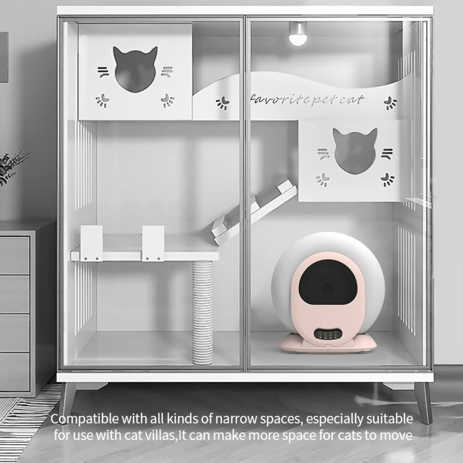 Lettiera per gatti completamente automatica per toilette per gatti Pulizia completamente automatica Deodorante da 65 litri e lettiera per gatti intelligente antispruzzo