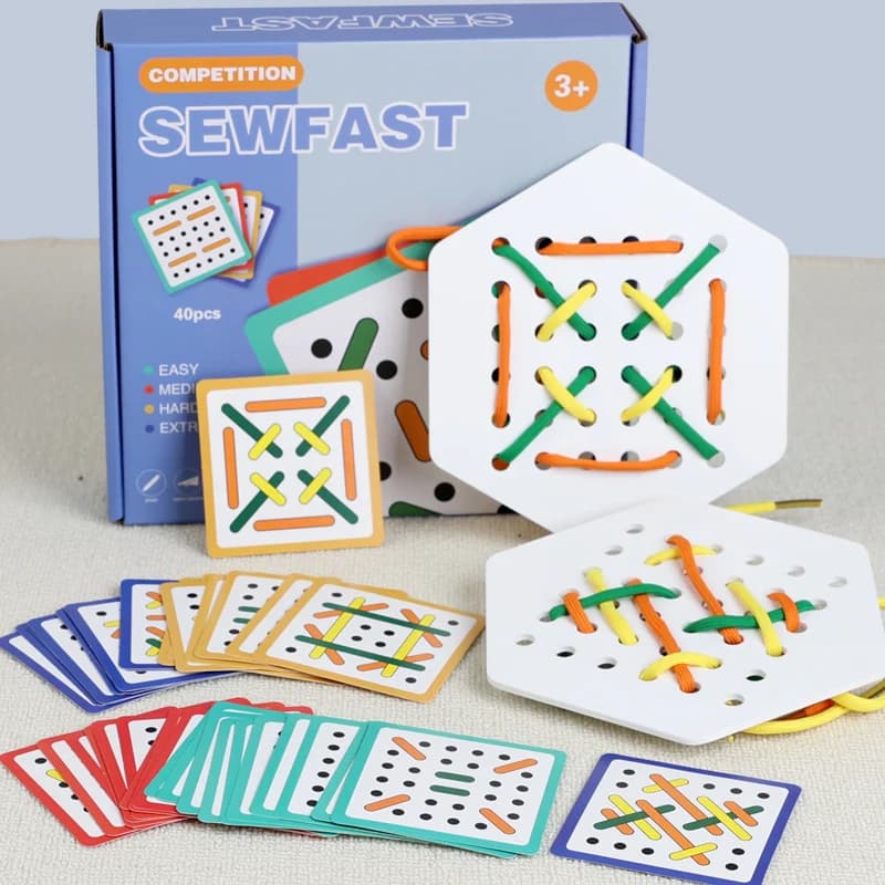 Bambini Montessori Giocattoli di legno Corda Bordo Fine Abilità motoria FormazionePuzzle Pensiero logico Gioco sociale Aiuto per l'educazione precoce per i bambini