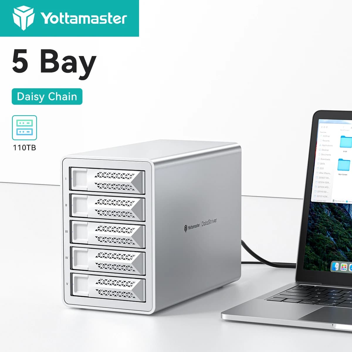 Yottamaster Custodia per HDD SSD SATA da 4/5 alloggiamenti Custodia esterna per disco rigido da 2,5 "/3,5" pollici 10 Gbps Tipo C HD Casa per scatola di immagazzinaggio NAS