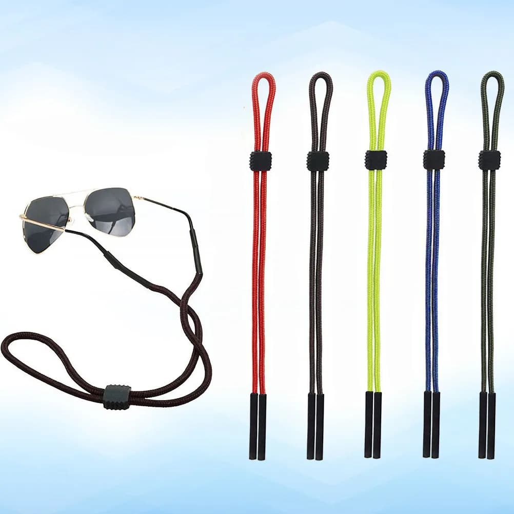 5 Pezzi Catenella Antiscivolo per Occhiali, Cinturino Regolabile per Occhiali da Sole, Supporto per Occhiali Rosso Blu Nero Marrone Verde per Sport all'Aperto