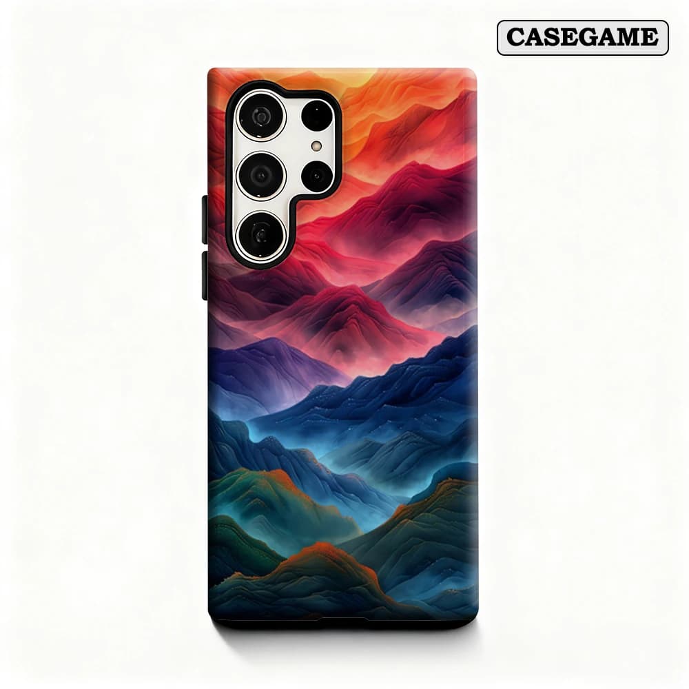 Custodia per telefono Sunset Mountain Hues per Samsung Galaxy S25 Ultra S24 S23 Ultra Plus Cover posteriore antiurto a doppio strato