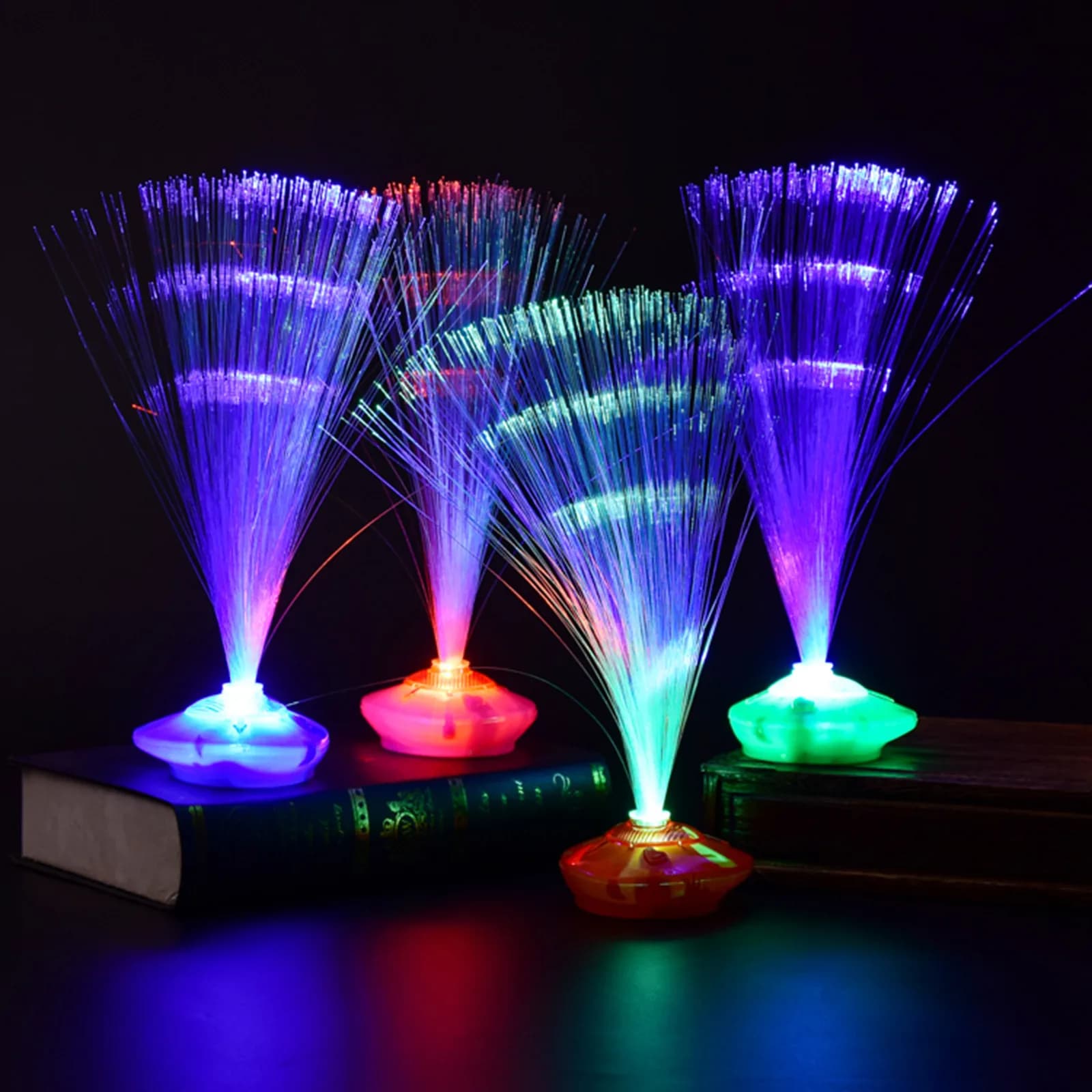 Lampada da notte a LED colorata in fibra ottica per le vacanze, Natale, decorazione di nozze, stelle che si illuminano al buio, giocattoli per bambini, lampade da notte