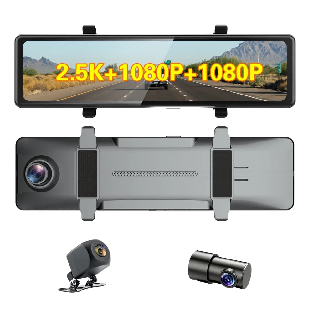 AOEDI A6 Dash Cam a Specchio da 11,26 Pollici con Carplay, Registratore di Guida Auto 2.5K 1080P, Telecamera a 3 Canali per Retrovisione Auto