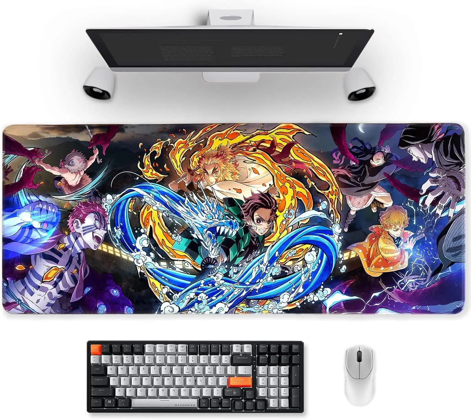 Tappetino per mouse Demon Slayer Gioco di grandi dimensioni Anime Tappetino da scrivania grande Computer Base in gomma antiscivolo Kimetsu No Yaiba Tappetino per mouse per ufficio domestico