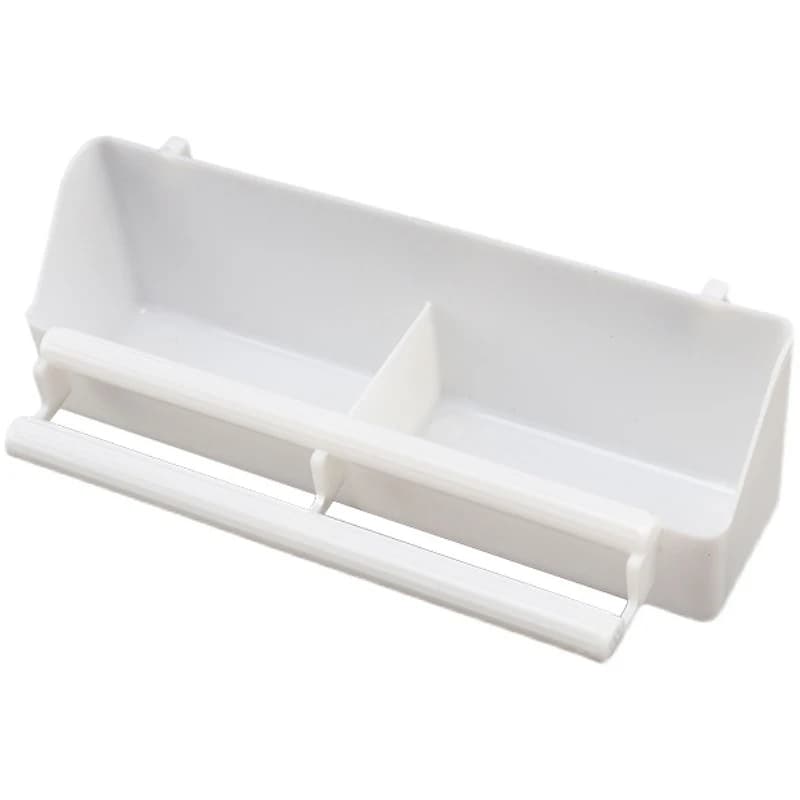 White Plastic Parrot Water Hanging Bowl Feeder Box Pet Cage Food Container for Budgerigar Cockatiels Parakeet Peony