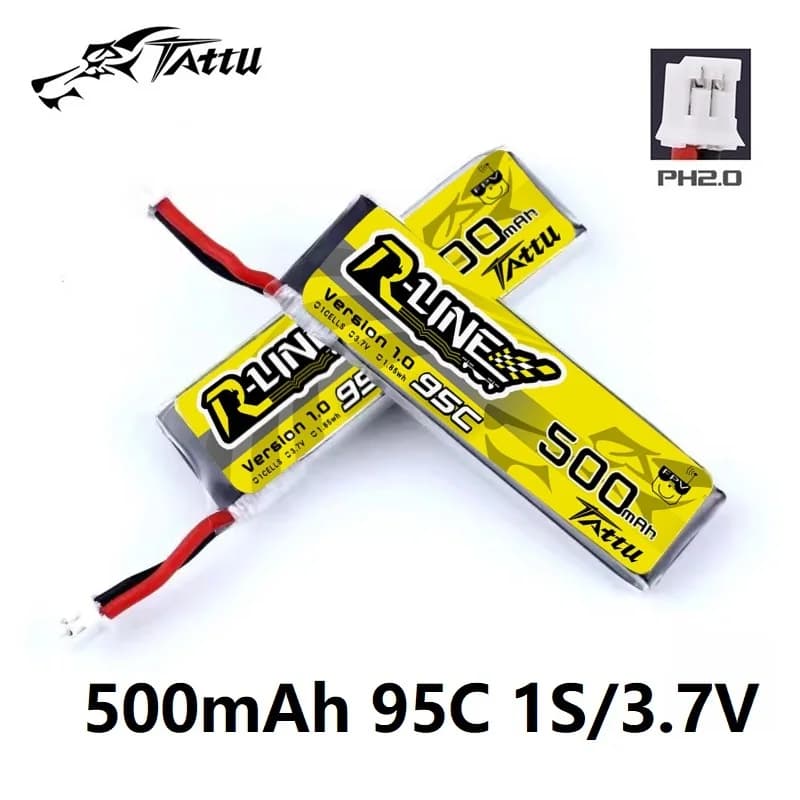 Upgrade TATTU R-LINE 1.0 500mAh 1S 3.7V 95C batteria Lipo con spina PH2.0 per parti di droni da corsa RC elicottero Quadcopter FPV
