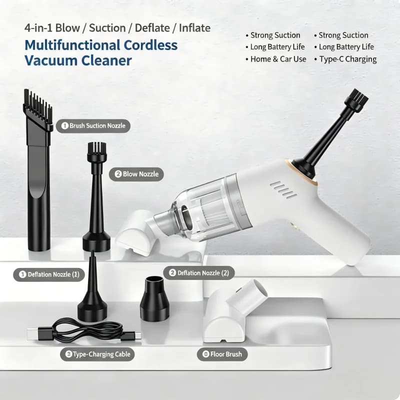 CE Portable Wireless Car Vacuum Cleaner Wireless Vacuum Cleaner Dual Use for Home and Car 60W High Power Powerful Vacuum Cleaner