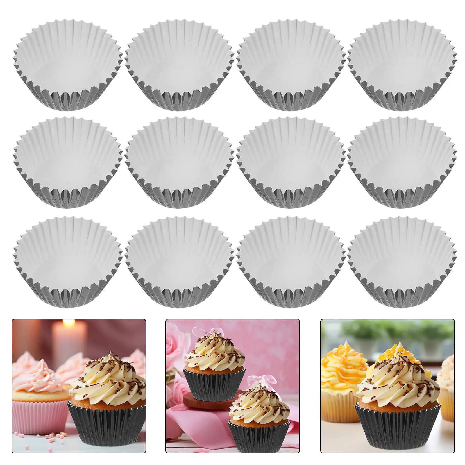 100Pcs Egg Tart Baking Cups Foil Aluminum Liners for Cupcakes Puddings Mini Muffins Oven Air Fryer Cupcake Liners Foil Pudding
