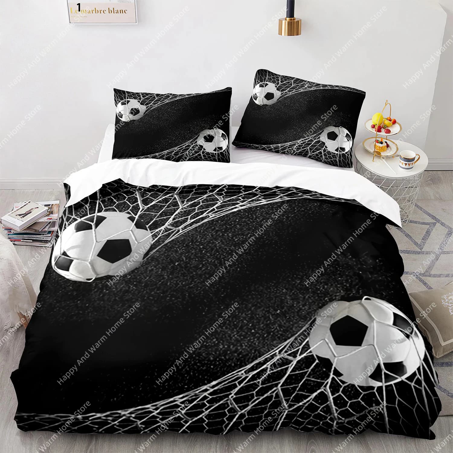 Football King Queen Copripiumino Set of 3D football bedding for teens Children's Ball Game for adults Sports fans Soft cover