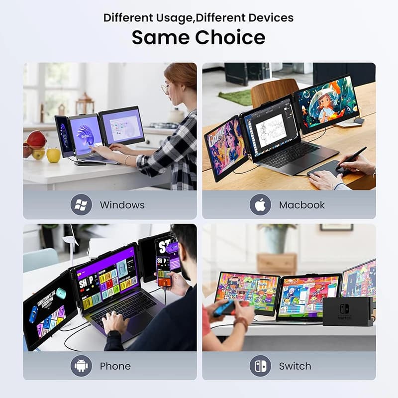 Factory Wholesale Triple Laptop Monitor Extender S2 14" 1080P FHD IPS Portable Monitor with Stand for Laptops Business
