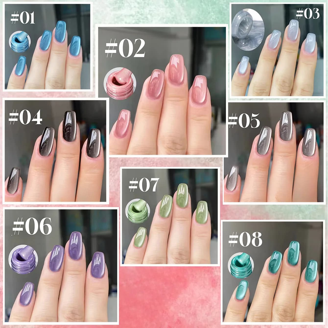 1 pcs SHAKA Gel Effect Cat Eye with Glass Beads Spring White, New Style 2026, Delicate Nail Gel that Enhances Temper