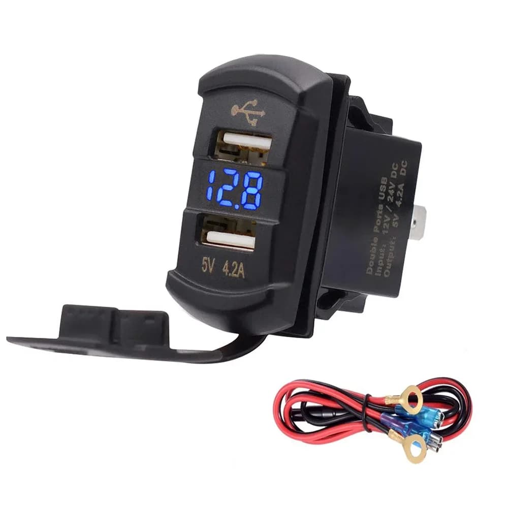 Caricabatteria da auto doppio USB 12/24V Presa di corrente per caricabatteria da auto 5V/4.2A con display voltmetro a LED