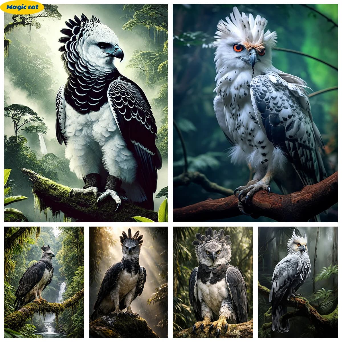 Harpy Eagle DIY Diamond Painting Realistic animal portrait 5D Diamond Embroidery Modern Fashion Home Room Wall Decor
