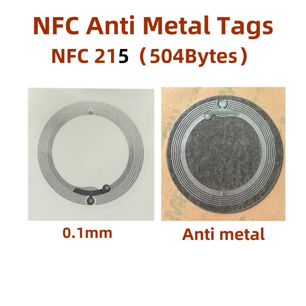 45mm 13,56 MHz adesivi nfc215 etichetta universale chip Ntag215 RFID per tutti i telefoni abilitati NFC