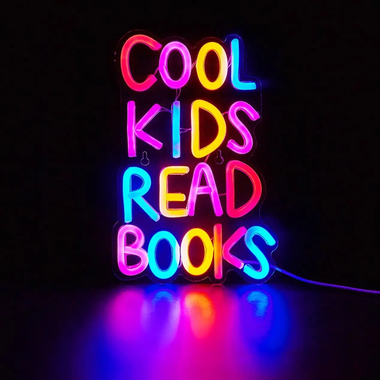 Chi-buy LED Neon Cool Kids Leggi libri Insegne al neon alimentate tramite USB Luce notturna 3D Wall Art Camera Room Decor Lampada Insegne Regalo di compleanno