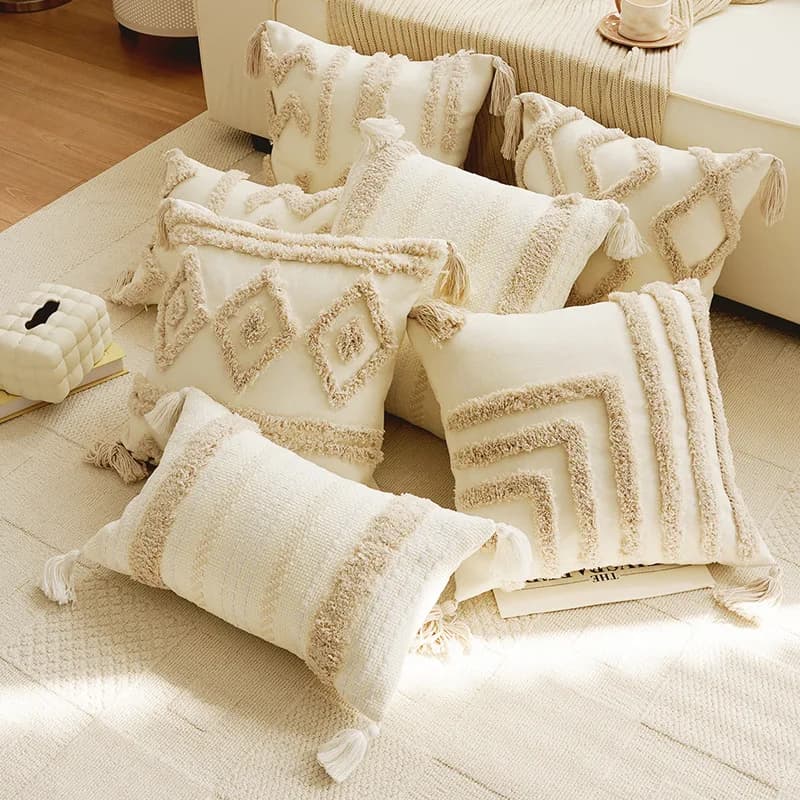 30x50/45x45 cm Stile etnico Beige Bohemian Marocco Soggiorno Decorazione Fodera per cuscino Divano Cuscino Letto Colazione
