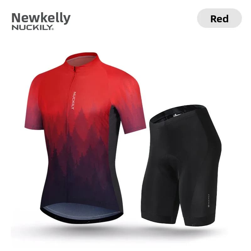 Set maglia da ciclismo da uomo NUCKILY, maglia traspirante ad asciugatura rapida con protezione UV + pantaloncini con imbottitura in gel per ciclismo su strada e MTB