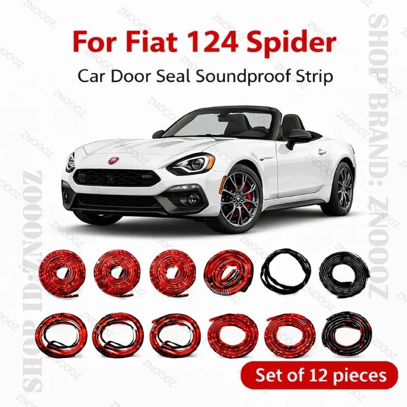 Set di 12 Guarnizioni per Portiere Auto Fiat 124 Spider, Striscia in Gomma a Doppio Strato Insonorizzante, Antipolvere e Impermeabile