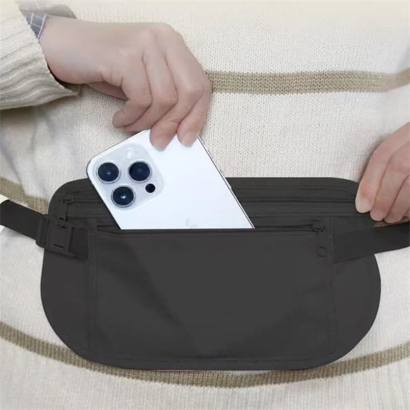 Marsupio da viaggio invisibile da 1/2 pezzi - Marsupio discreto per denaro e oggetti di valore Portafoglio di sicurezza nascosto con marsupio da cintura per passaporto