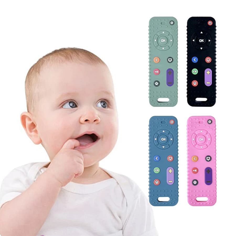 Children's Silicone Remote Control Teether Baby Oral Appetite Period Soothing Remote Control Teething Bite Gum Anti-Eating Toys