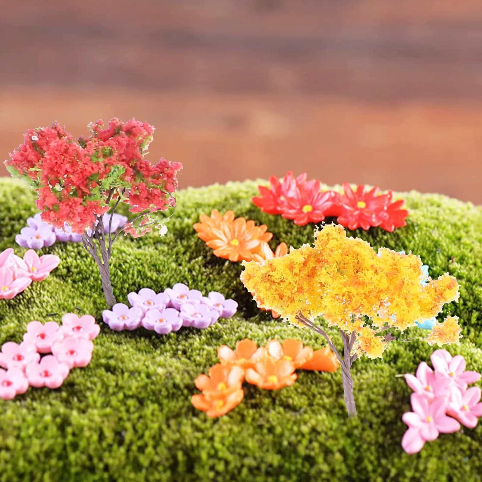 Set of Decorations for Micro Landscapes, Miniature Trees, Sand Table Ornaments, Artificial Plants for Fai-da- Projects ♪