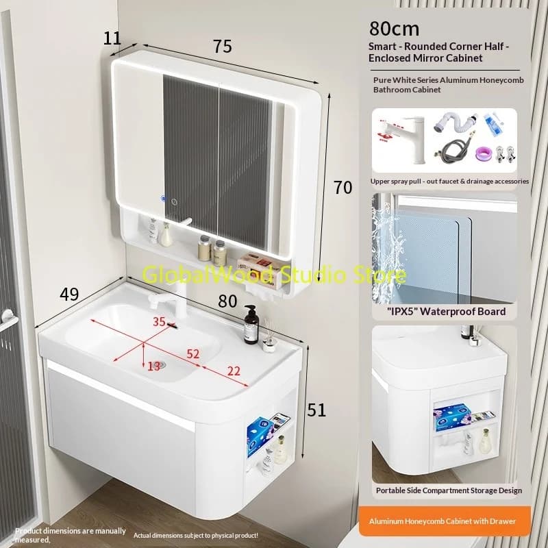 Mobili da bagno Vanity con lavabo, mobili da cucina, portaoggetti, armadietto da bagno, cassettiera mobile da terra