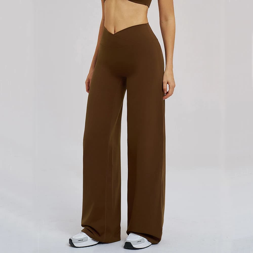 Pantaloni Juren a Gamba Dritta da Donna, Pantaloni a Gamba Larga a Vita Media, Leggings da Yoga, Pantaloni Sportivi Effetto Nudo per Pilates e Corsa