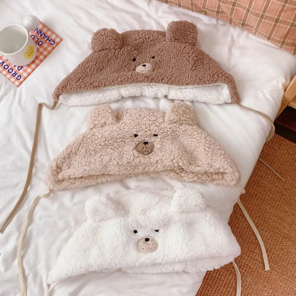 Cute Outdoors Winter For Girls Warmer Women Hats Korean Beanies Hat Ear Muff Caps Bear Ear