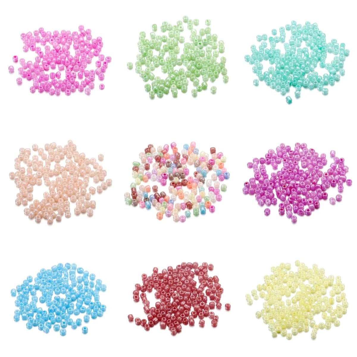 300 pz/lotto Perline di Vetro Colorate da 4mm, Perline Distanziatrici Rotonde per Creazione Gioielli Fai da Te, Braccialetti, Collane, Orecchini Fatti a Mano