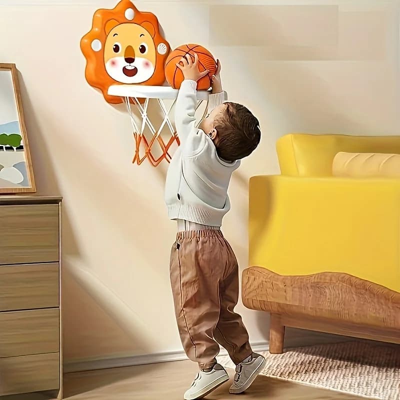 Canestro da Basket Montessori Mini per Interni ed Esterni, Giocattolo Sportivo per Bambini, Altezza Regolabile, Salvaspazio