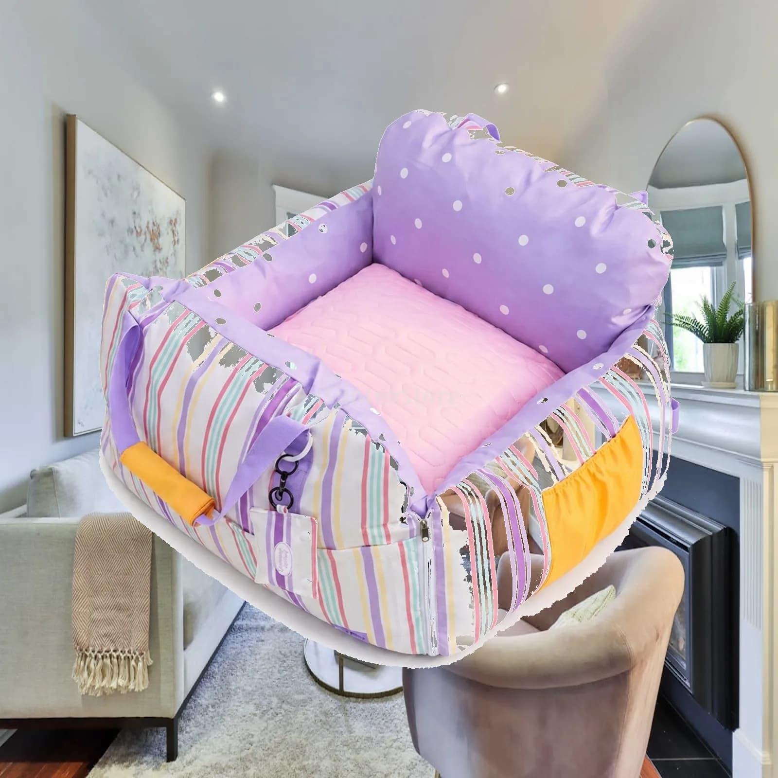 Pet Travel Carrier Roomy Car Seat Bed Cooling Pad Dog Carrier Bag for Vehicles and Camping